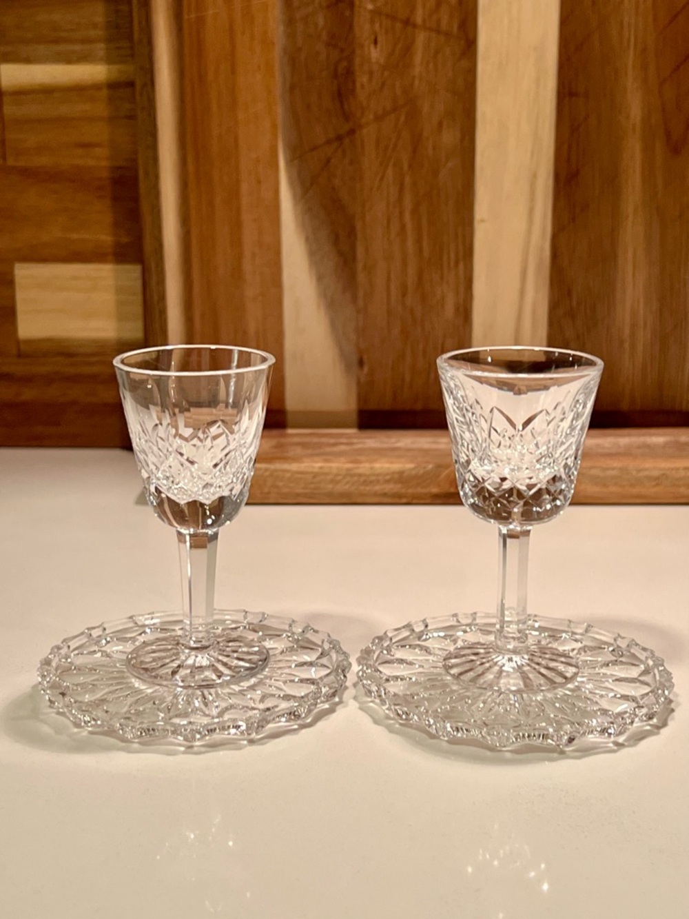 Waterford Lismore Cordial Glasses Pair Vintage Irish Crystal 3.5” Signed